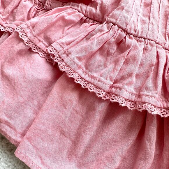 Farm Rio Blush Pink Puff Sleeve V-Neck Cropped Bohemian Blouse Size XS - Picture 12 of 16